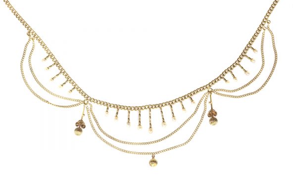 Antique Victorian Seed Pearl Gold Bow Necklace