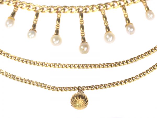 Antique Victorian Seed Pearl Gold Bow Necklace