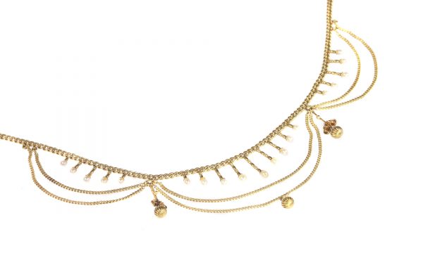 Antique Victorian Seed Pearl Gold Bow Necklace