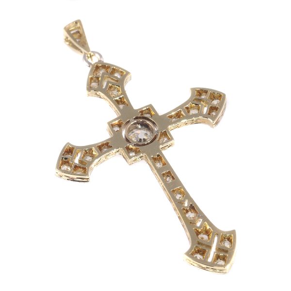 Vintage Art Deco Old European Cut Diamond Cross Pendant