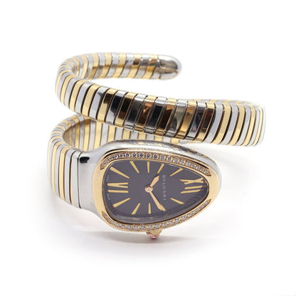 Bulgari Serpenti Tubogas Steel and Rose Gold Diamond Set Watch