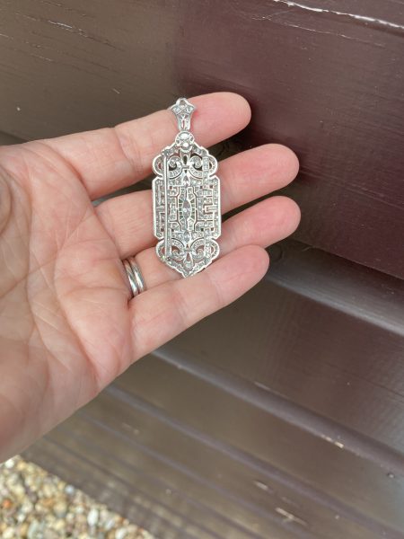 Antique Diamond and Emerald set Brooch Pendant