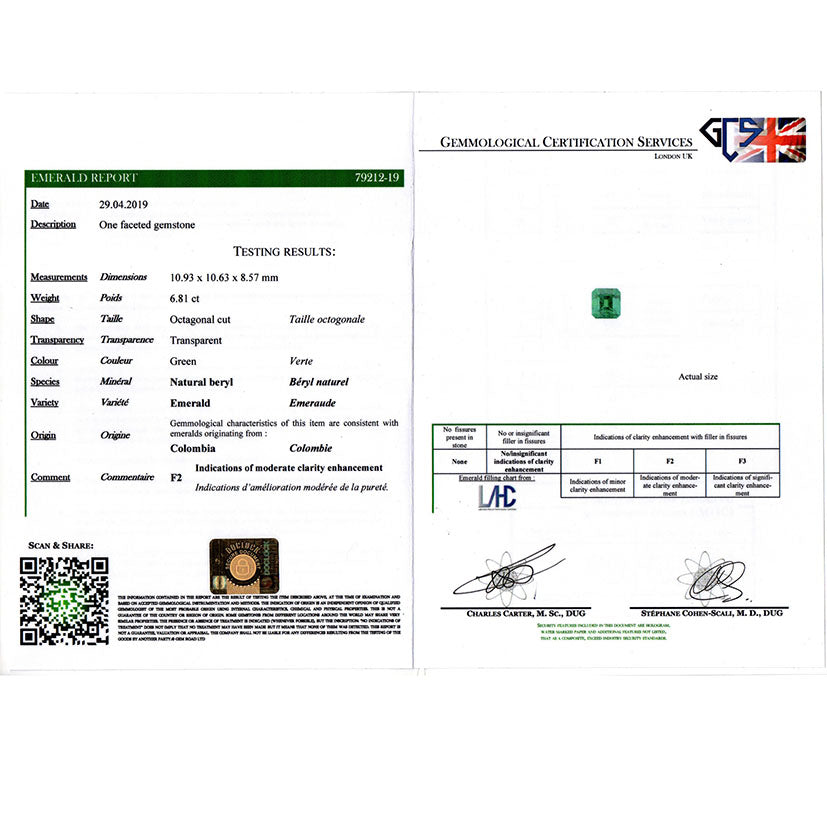 Magnificent Certified 6.81ct Colombian Emerald 1.60ct Diamond Trilogy Engagement Ring