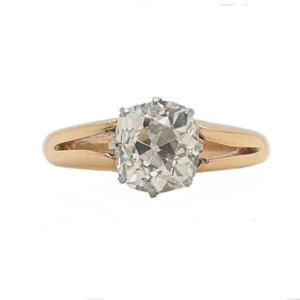 Antique cushion cut diamond ring yellow gold 1900 single engagement ring 1900 2 and 3 carats