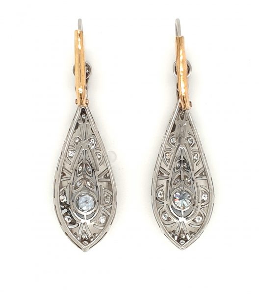 Art Deco Diamond Drop Earrings, Circa 1925