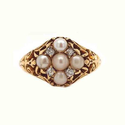 Antique Victorian Gold, Pearl and Diamond Ring