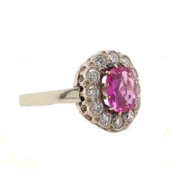 pink sapphire engagement ring cluster cushion