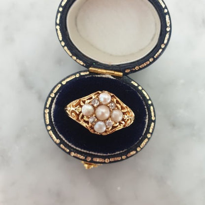 Antique Victorian Gold, Pearl and Diamond Ring