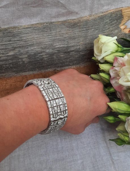 Art Deco Diamond Bracelet in Platinum, 23 carats