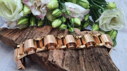 Vintage French Bi Colour Gold Tank Bracelet