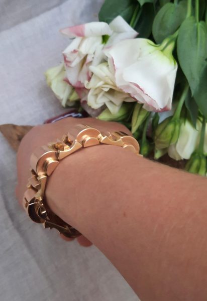 Vintage French Bi Colour Gold Tank Bracelet