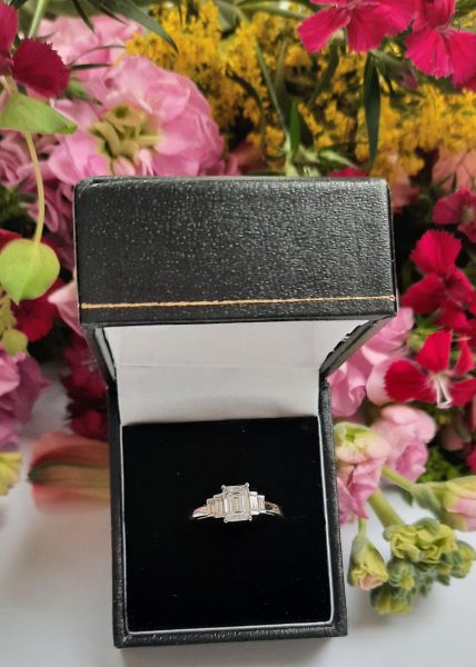 GIA Certified Emerald Cut Diamond Engagement Ring, 1.01cts E colour VS1 clarity