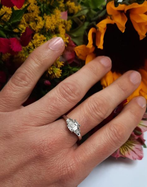 Emerald Cut Diamond Engagement Ring, GIA Cert 1.01cts E colour VS1