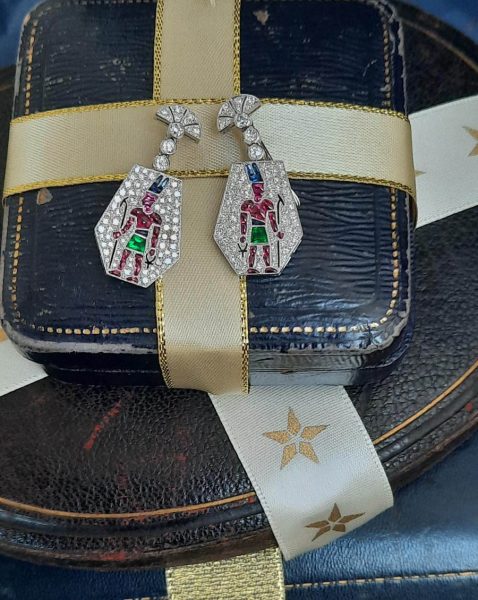 Egyptian Design Multi Gemstone Earrings