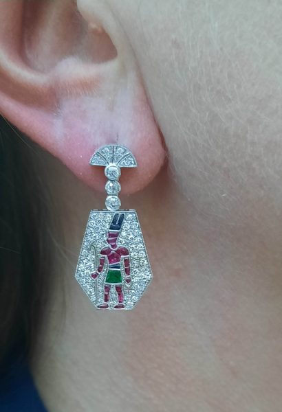 Egyptian Design Multi Gemstone Drop Earrings