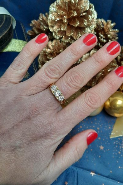 Vintage Antique Style 1.55ct Old Cut Diamond Three Stone Ring