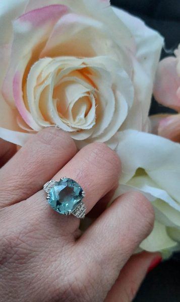 Art Deco 5ct Aquamarine and Diamond Dress Ring