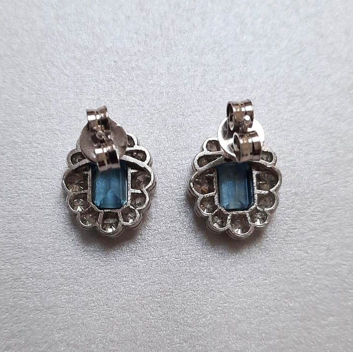 0.90ct Aquamarine and Diamond Cluster Earrings