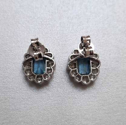 0.90ct Aquamarine and Diamond Cluster Earrings