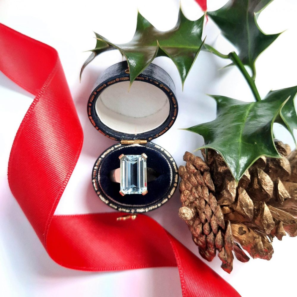 Vintage 4.50ct Emerald Cut Aquamarine Ring, Circa 1960