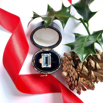 Vintage 4.50ct Emerald Cut Aquamarine Ring, Circa 1960