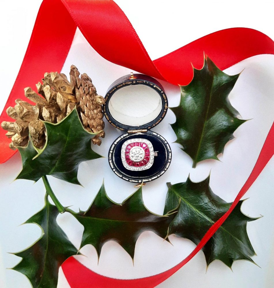 1ct Diamond and Calibre Ruby Cluster Ring