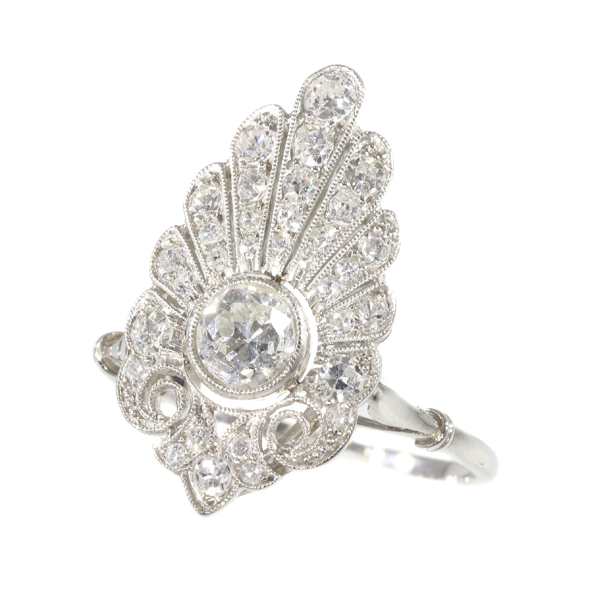 Antique French Belle Epoque Diamond Dress Ring Platinum