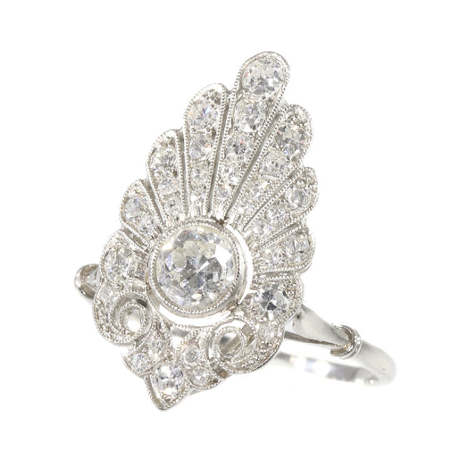Antique French Belle Epoque Diamond Dress Ring Platinum