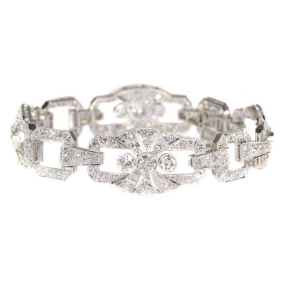 Art Deco platinum diamond bracelet 9.60cts