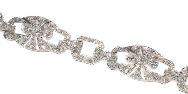 Art Deco Platinum Diamond Plaque Bracelet 9.60cts