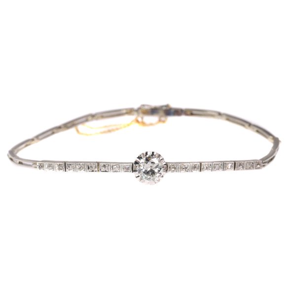 Antique Art Deco Brilliant Cut Diamond Bracelet, 18ct White Gold