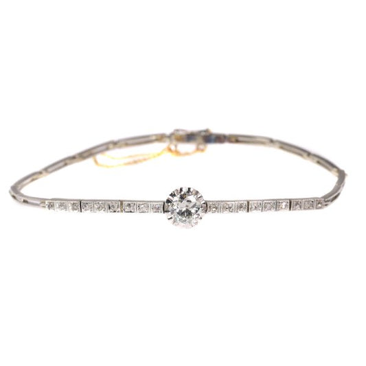 Antique Art Deco Brilliant Cut Diamond Bracelet, 18ct White Gold