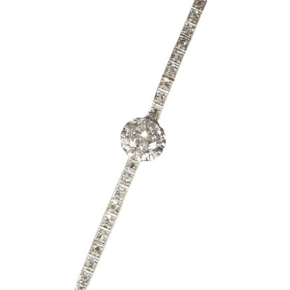 Antique Art Deco Brilliant Cut Diamond Bracelet, 18ct White Gold