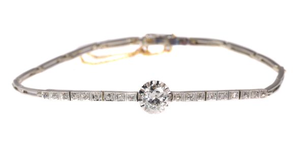 Antique Art Deco Brilliant Cut Diamond Bracelet, 18ct White Gold