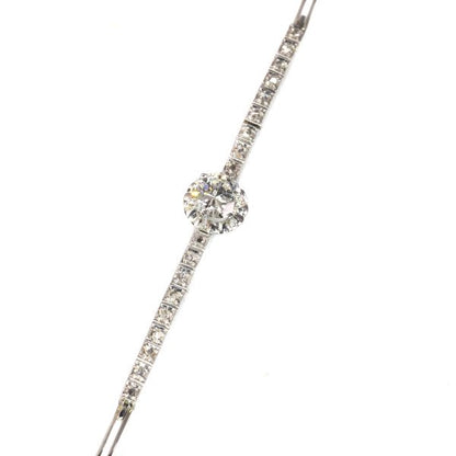 Antique Art Deco Brilliant Cut Diamond Bracelet, 18ct White Gold