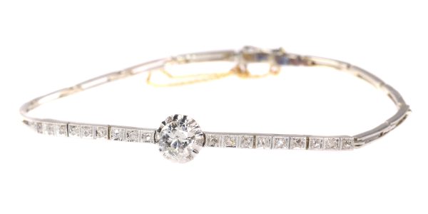 Antique Art Deco Brilliant Cut Diamond Bracelet, 18ct White Gold