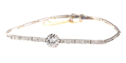 Antique Art Deco Brilliant Cut Diamond Bracelet, 18ct White Gold