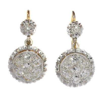 Vintage Art Deco Diamond Drop Earrings, c.1930s