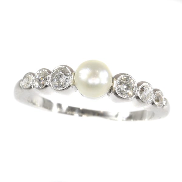 Art Deco Diamond and Pearl Ring