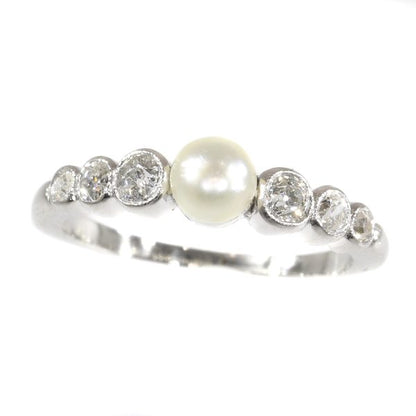 Art Deco Diamond and Pearl Ring