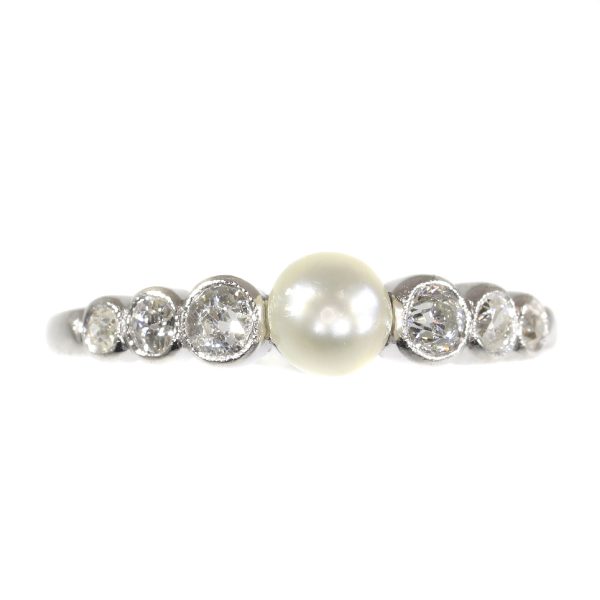 Art Deco Diamond and Pearl Ring