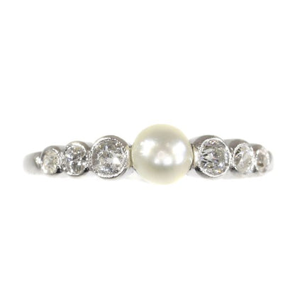 Art Deco Diamond and Pearl Ring