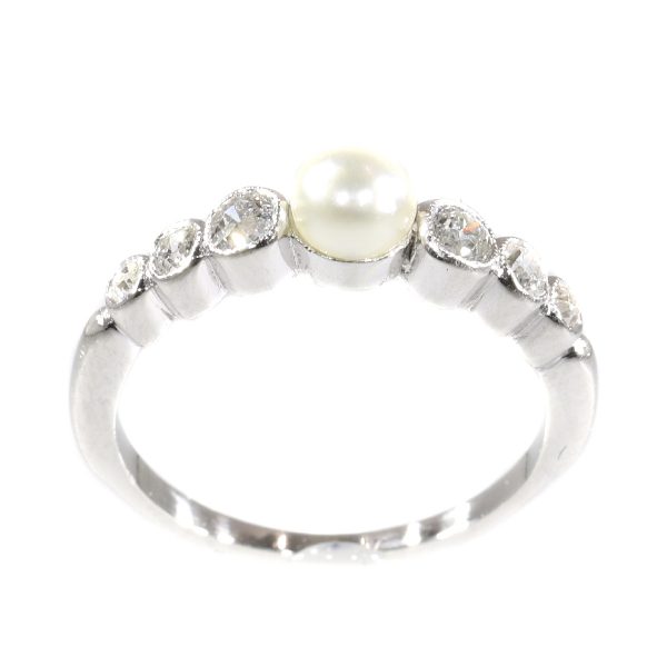 Art Deco Diamond and Pearl Ring