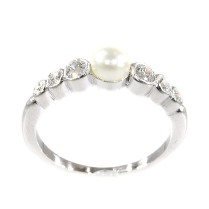 Art Deco Diamond and Pearl Ring