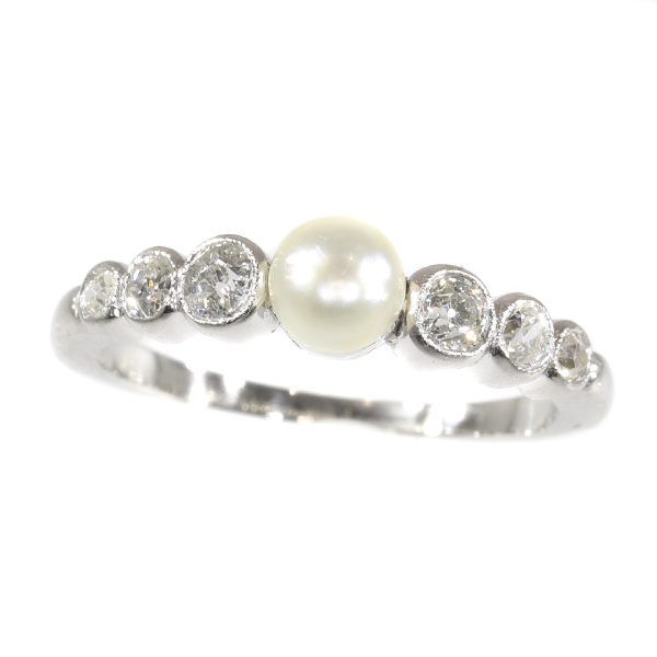 Art Deco Diamond and Pearl Ring