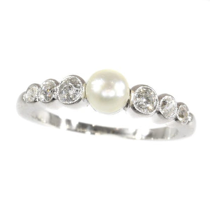 Art Deco Diamond and Pearl Ring