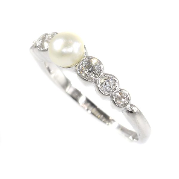 Art Deco Diamond and Pearl Ring