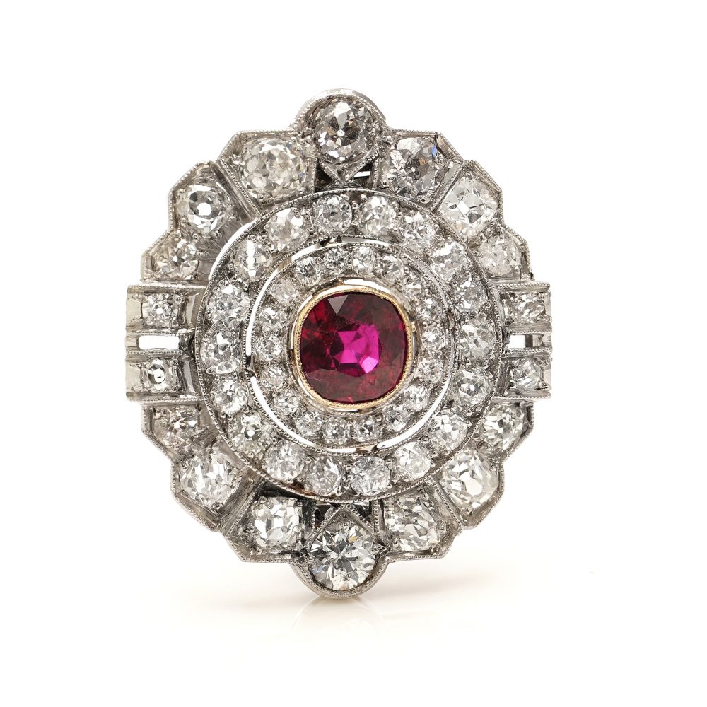 Antique Ruby and Diamond Brooch come Pendant