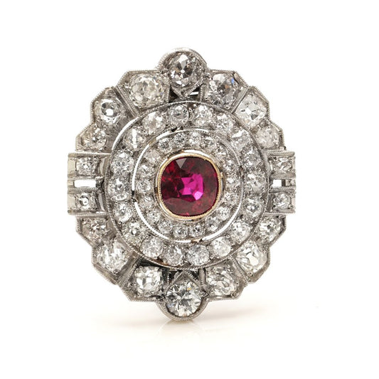 Antique Ruby and Diamond Brooch come Pendant