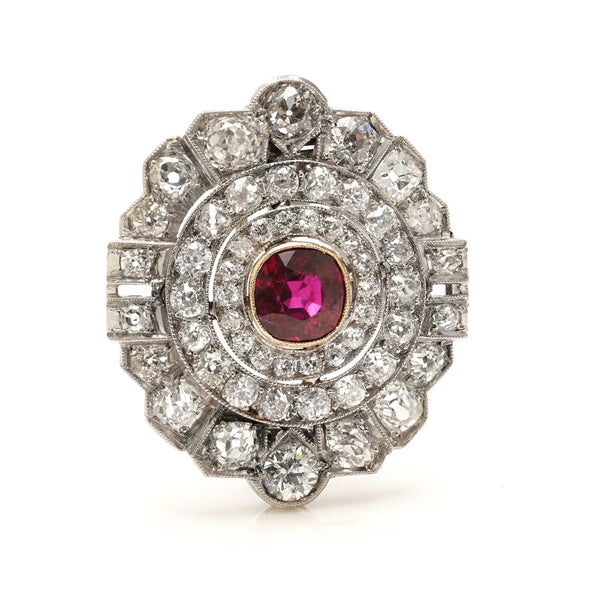Antique Ruby and Diamond Brooch come Pendant
